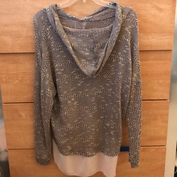 Sweater with hood, sheer hem - Picture 2 of 3